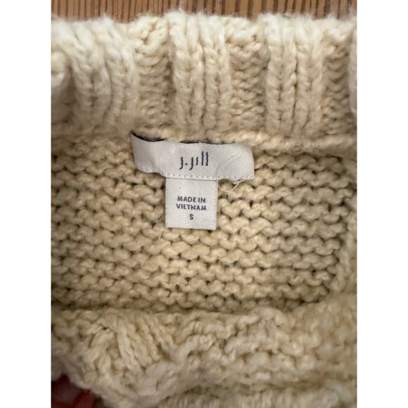 J. Jill Navy Ivory Cable Knit Sweater Cotton Blend Small - Picture 3 of 6